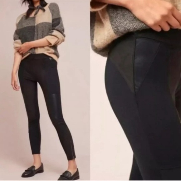 Anthropologie Pants - ANTHROPOLOGIE NWT Sz 32 Faux Suede Leather Patch Ankle Zipped Slim Pant Pull On